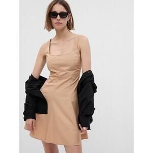 Gap Square Neck Mini Dress in Travertine brown